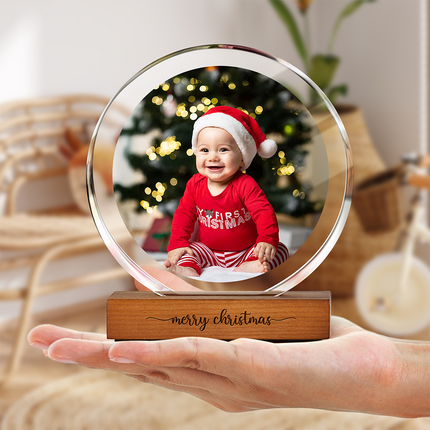 Custom Dad & Kid Photo Round Acrylic Frame Block Father's Day Gift For Dad