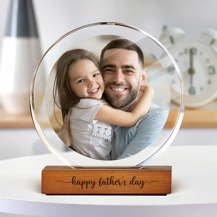 Custom Dad & Kid Photo Round Acrylic Frame Block Father's Day Gift For Dad