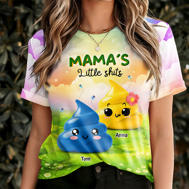 Grandma's Little Sh*ts Personalized 3D Shirt Funny Gift For Grandma, Mommy