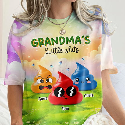 Grandma's Little Sh*ts Personalized 3D Shirt Funny Gift For Grandma, Mommy