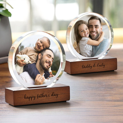 Custom Dad & Kid Photo Round Acrylic Frame Block Father's Day Gift For Dad