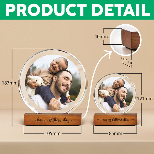 Custom Dad & Kid Photo Round Acrylic Frame Block Father's Day Gift For Dad
