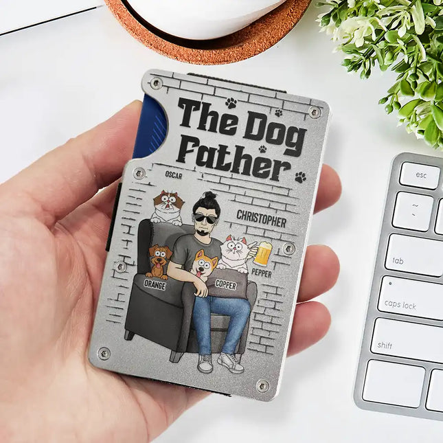Pet Dad The Dog Father Funny Dog Cat - Personalized Card Wallet With Money Clip