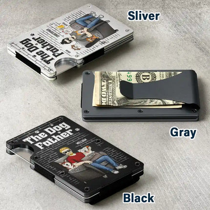 Pet Dad The Dog Father Funny Dog Cat - Personalized Card Wallet With Money Clip