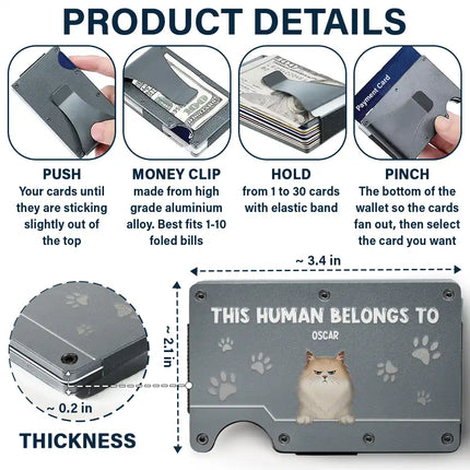 This Human Belongs To Dog Cat Pet Lover - Personalized Card Wallet With Money Clip