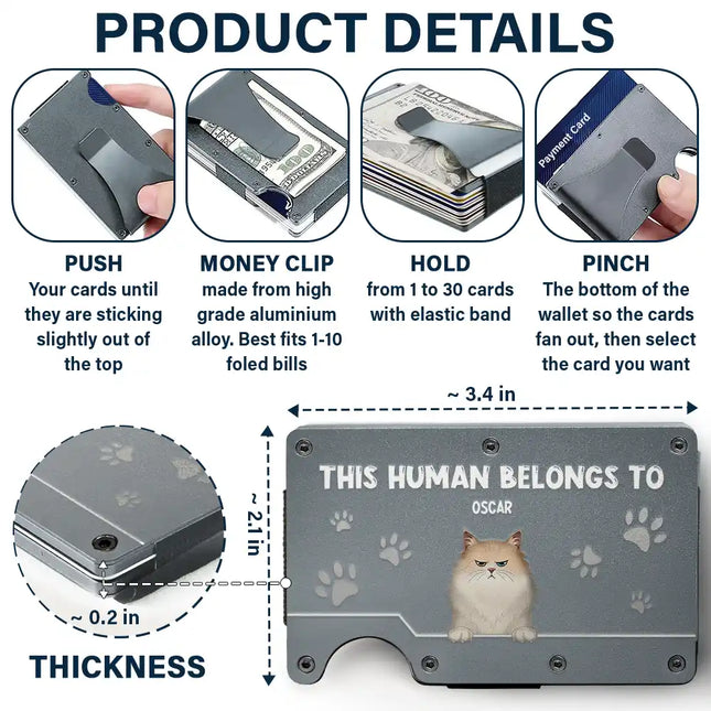 This Human Belongs To Dog Cat Pet Lover - Personalized Card Wallet With Money Clip