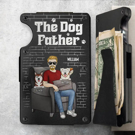 Pet Dad The Dog Father Funny Dog Cat - Personalized Card Wallet With Money Clip