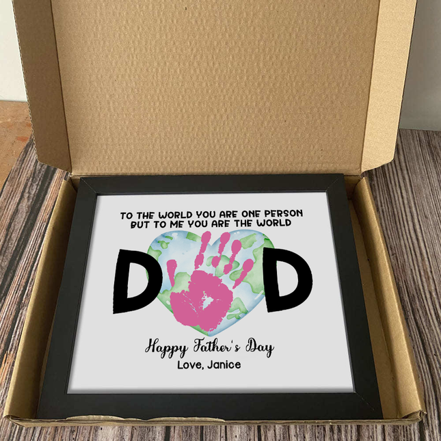 Dad To Me You Are The World Handprint Personalized Picture Frame Father's Day Gift