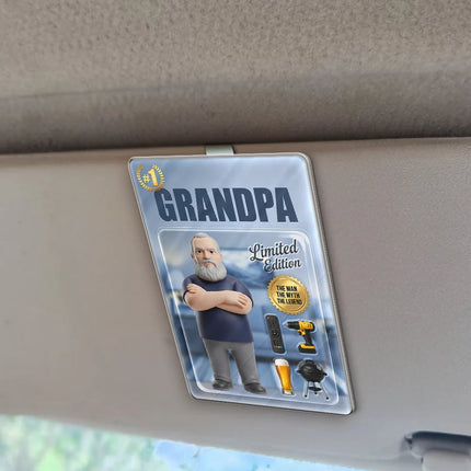 Custom Photo Toybox Figure Dad Grandpa Limited Edition - Personalized Custom Shaped Acrylic Car Visor Clip