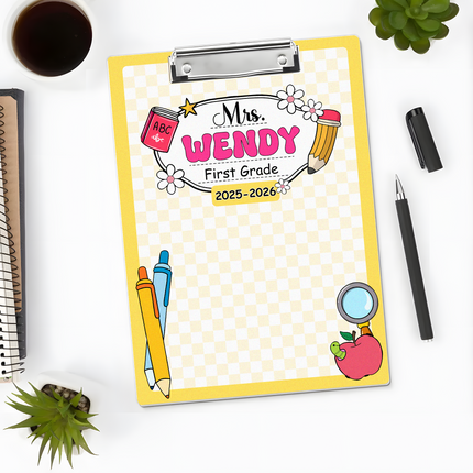 Custom Teacher Name Composition Style Clipboard Back To School Gift