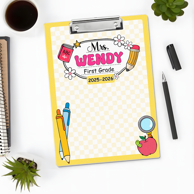 Custom Teacher Name Composition Style Clipboard Back To School Gift