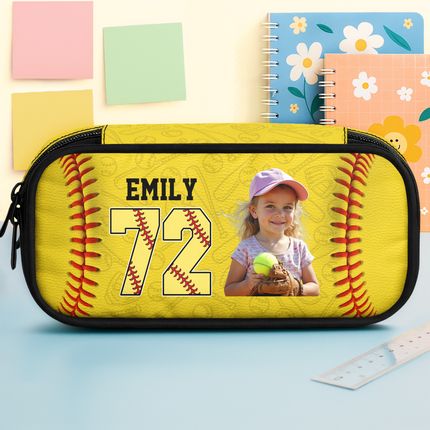 Custom Photo Baseball Lovers Pencil Case Personalized Back To School Gift