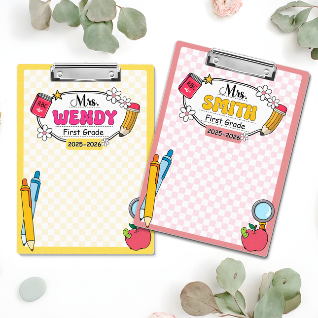 Custom Teacher Name Composition Style Clipboard Back To School Gift
