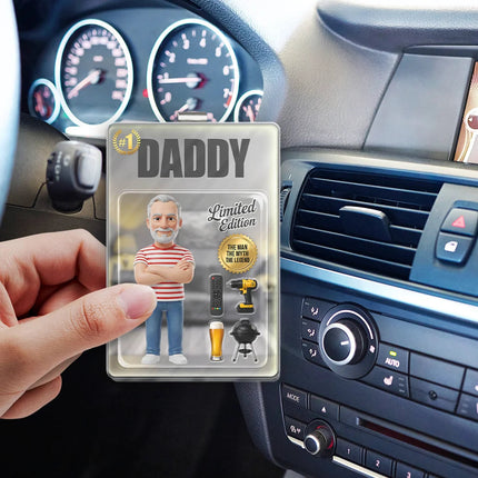 Custom Photo Toybox Figure Dad Grandpa Limited Edition - Personalized Custom Shaped Acrylic Car Visor Clip