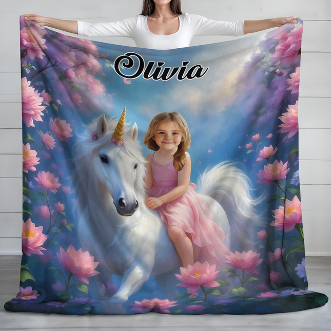 Custom Photo Boy Riding Dinosaur Kid Blanket Back To School Gift For Son Daughter