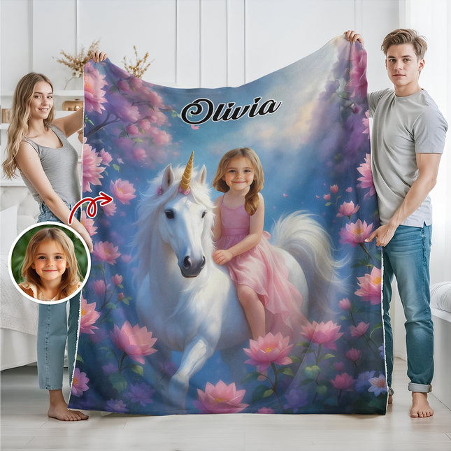 Custom Photo Boy Riding Dinosaur Kid Blanket Back To School Gift For Son Daughter