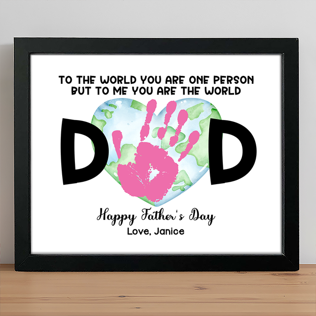 Dad To Me You Are The World Handprint Personalized Picture Frame Father's Day Gift