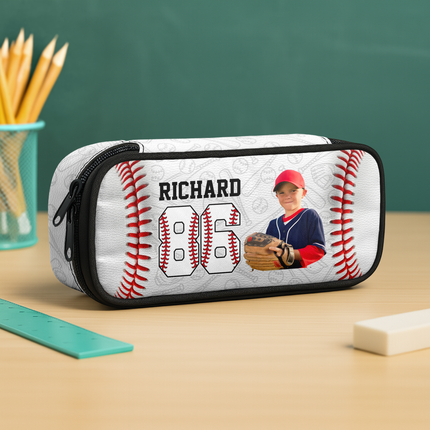 Custom Photo Baseball Lovers Pencil Case Personalized Back To School Gift