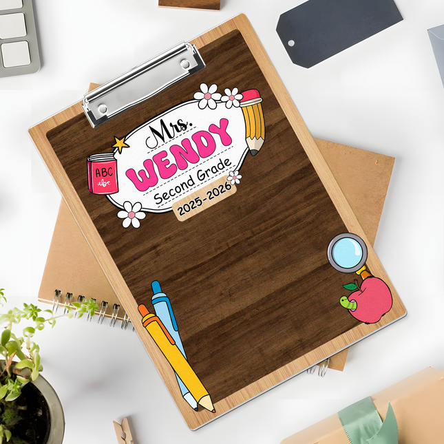 Custom Teacher Name Composition Style Clipboard Back To School Gift