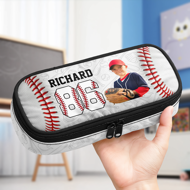 Custom Photo Baseball Lovers Pencil Case Personalized Back To School Gift