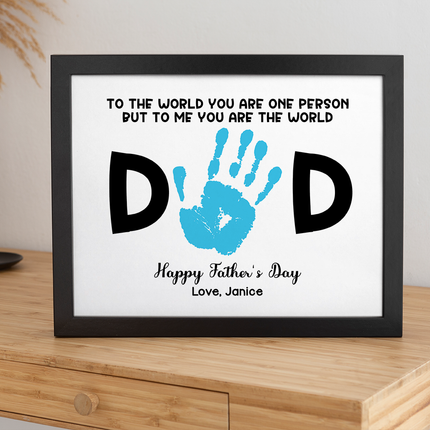 Dad To Me You Are The World Handprint Personalized Picture Frame Father's Day Gift