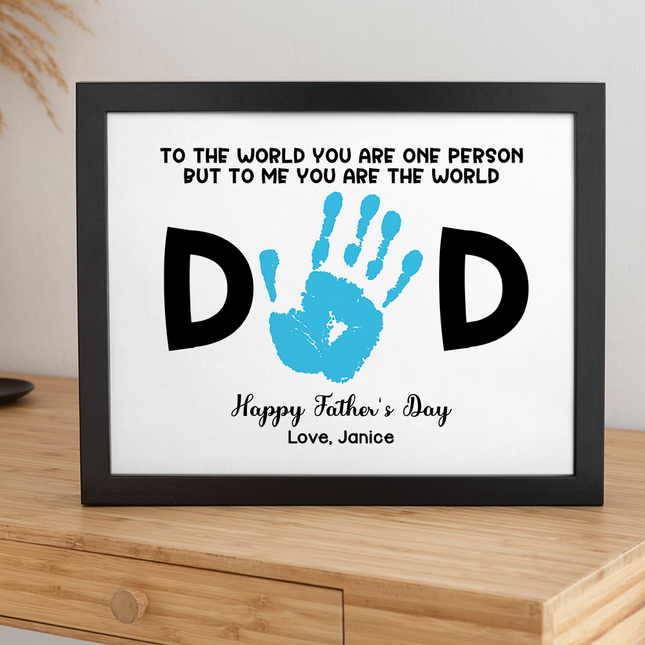 Dad To Me You Are The World Handprint Personalized Picture Frame Father's Day Gift