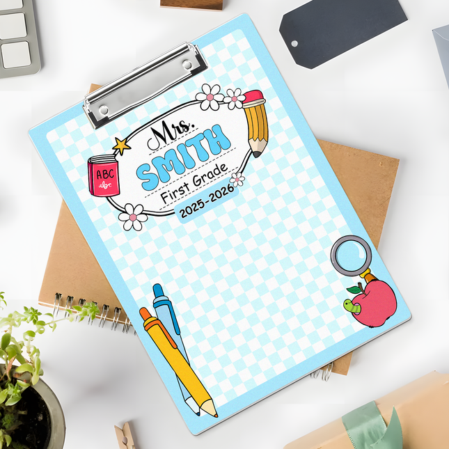 Custom Teacher Name Composition Style Clipboard Back To School Gift