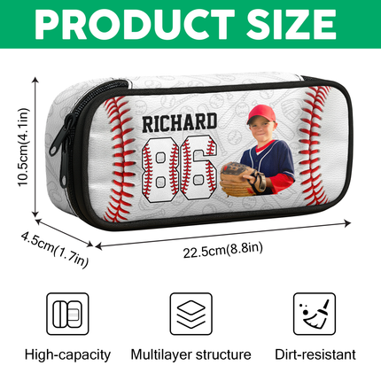 Custom Photo Baseball Lovers Pencil Case Personalized Back To School Gift
