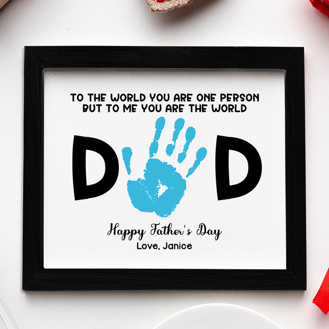Dad To Me You Are The World Handprint Personalized Picture Frame Father's Day Gift