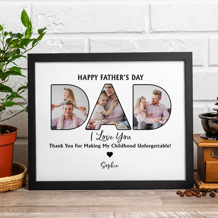 Custom Photo Dad, Thank For Making My Childhood Unforgettable Picture Frame Father's Day Gift