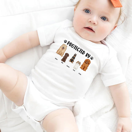 Dog Lovers Protected By - Gift For Baby, Baby Shower, New Baby - Personalized Baby Onesie