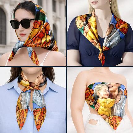 Custom Photo Stained Glass Portrait Mom Grandma Parents Family - Personalized Scarf