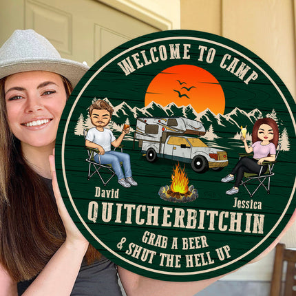 Welcome To Camp Couple - Personalized Classic Door Signs - Gift for Husband, Wife