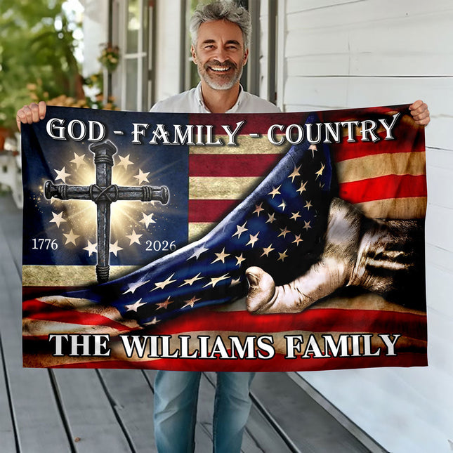 Custom Family Name 250 Years of Blessing 1776 - 2026 Banner House Flag