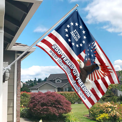 Personalized 250 Years of Freedom Flag | 1776?2026 Eagle Betsy Ross Grommet Banner House Flag