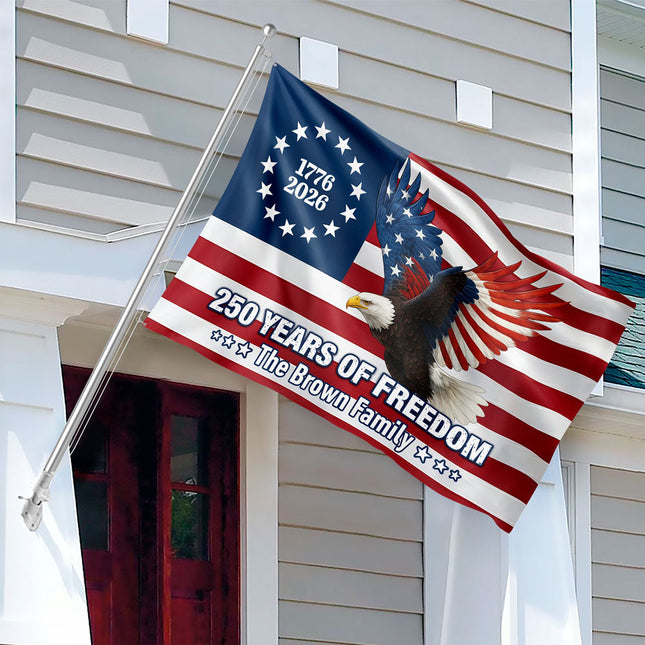 Personalized 250 Years of Freedom Flag | 1776?2026 Eagle Betsy Ross Grommet Banner House Flag