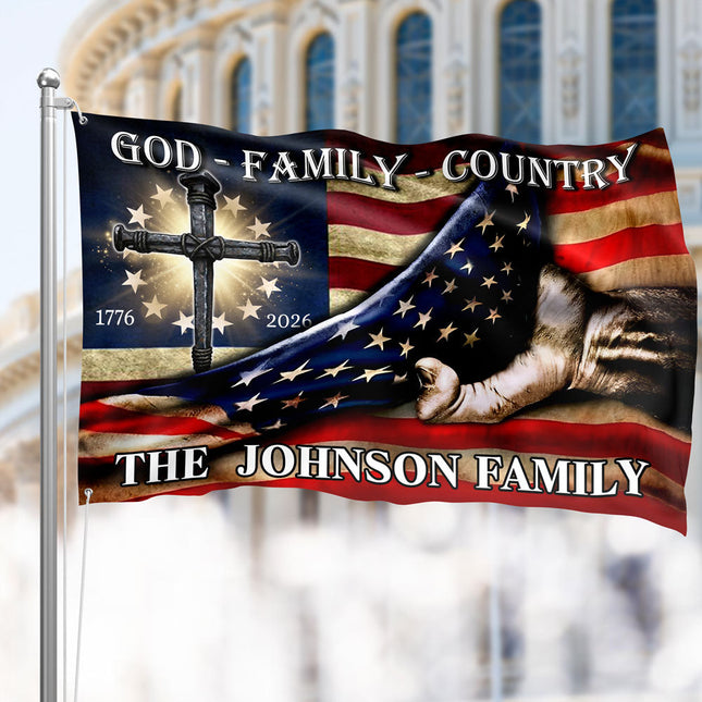 Custom Family Name 250 Years of Blessing 1776 - 2026 Banner House Flag