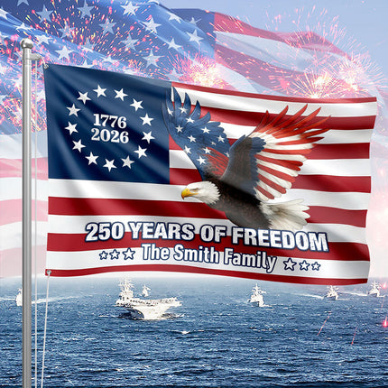 Personalized 250 Years of Freedom Flag | 1776?2026 Eagle Betsy Ross Grommet Banner House Flag