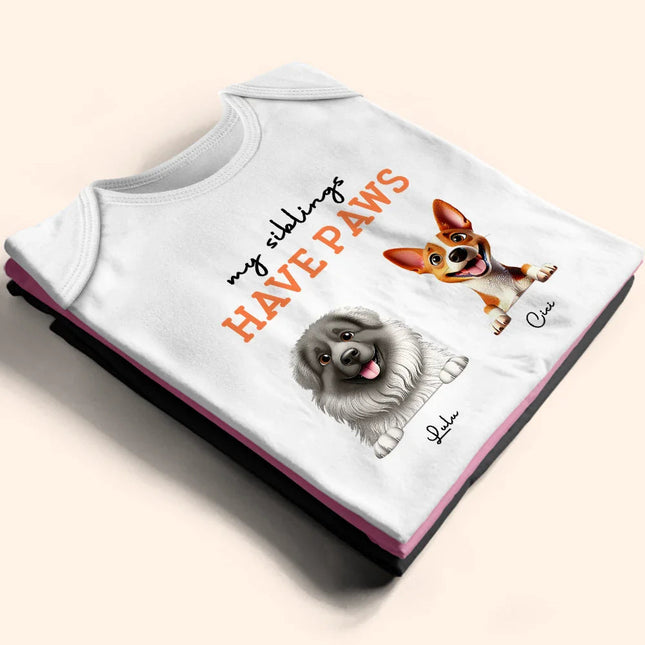 My Siblings Have Paws 3D Effect Dog Cat - Personalized Baby Onesie