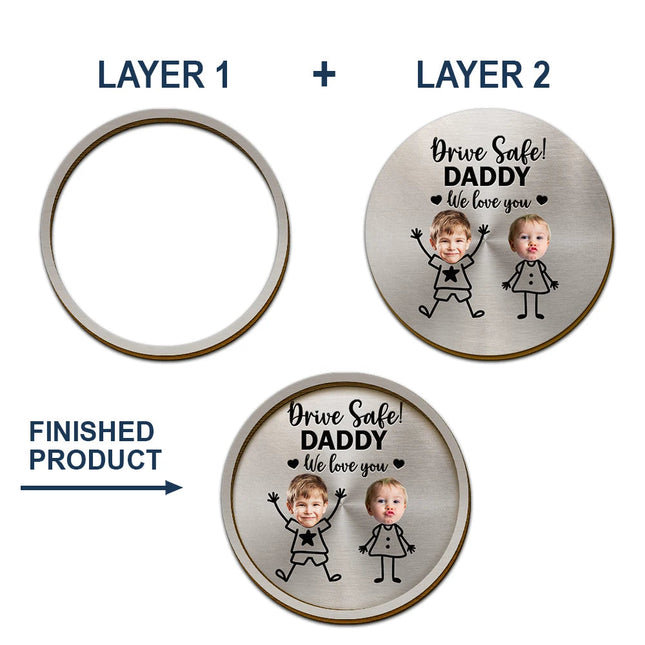 Custom Photo Drive Safe Grandpa Daddy Kid Stick Figures - Personalized Custom Shaped Car Visor Clip