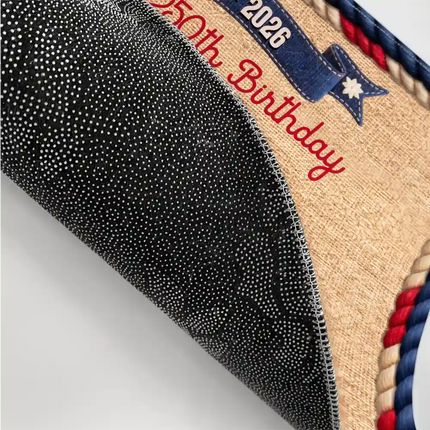 Stars And Stripes Happy USA 250Th Birthday Embroidery Effect - Personalized Doormat