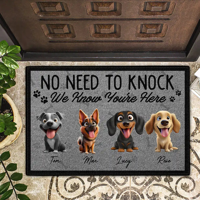 No Need To Knock We Know You're Here Funny 3D Dog - Personalized Doormat