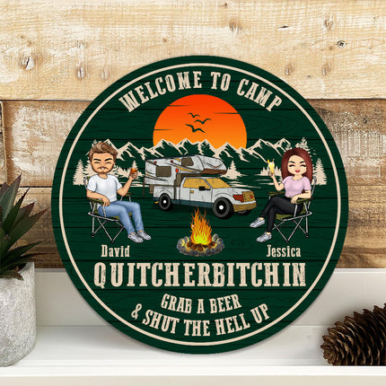 Welcome To Camp Couple - Personalized Classic Door Signs - Gift for Husband, Wife