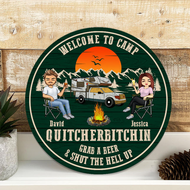 Welcome To Camp Couple - Personalized Classic Door Signs - Gift for Husband, Wife