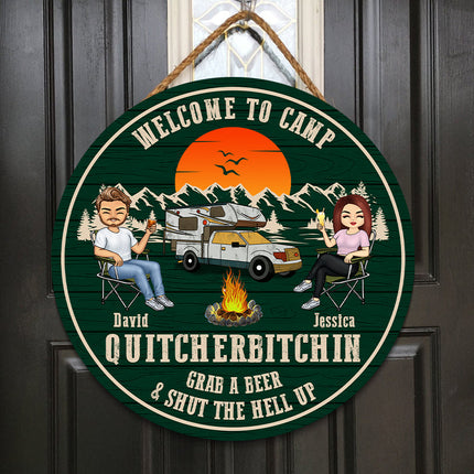 Welcome To Camp Couple - Personalized Classic Door Signs - Gift for Husband, Wife