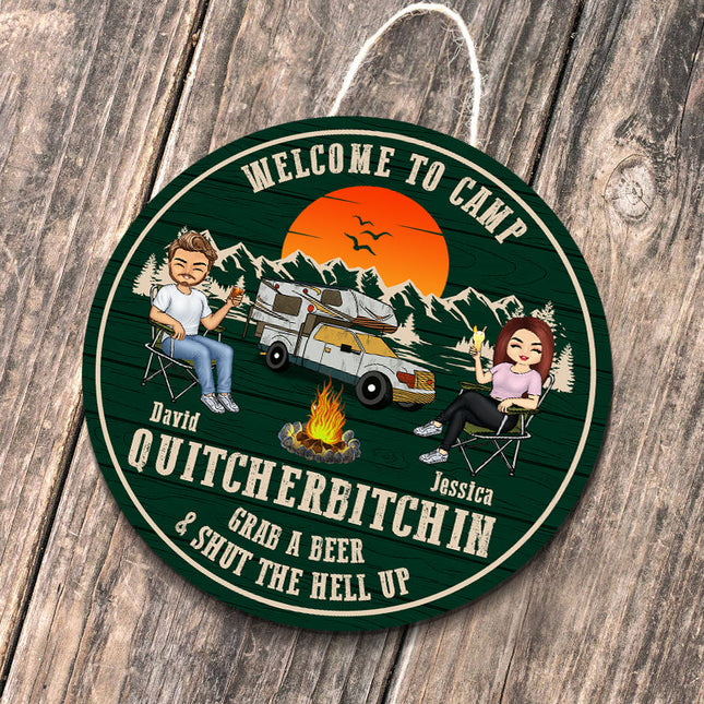 Welcome To Camp Couple - Personalized Classic Door Signs - Gift for Husband, Wife