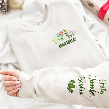 Floral Mama Title - Gift For Mom, Mother, Grandma, Grandmother - Personalized Unisex Sweatshirt