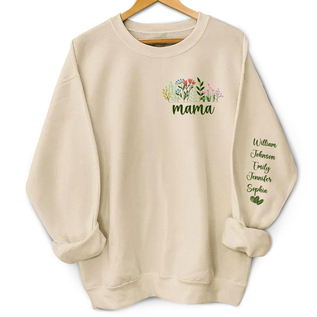 Floral Mama Title - Gift For Mom, Mother, Grandma, Grandmother - Personalized Unisex Sweatshirt