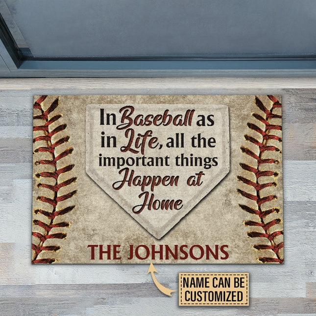 Personalized Baseball Happen At Home Custom Doormat