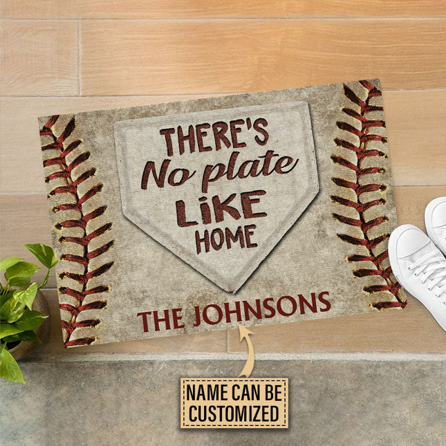 Personalized Baseball No Plate Like Home Customized Doormat